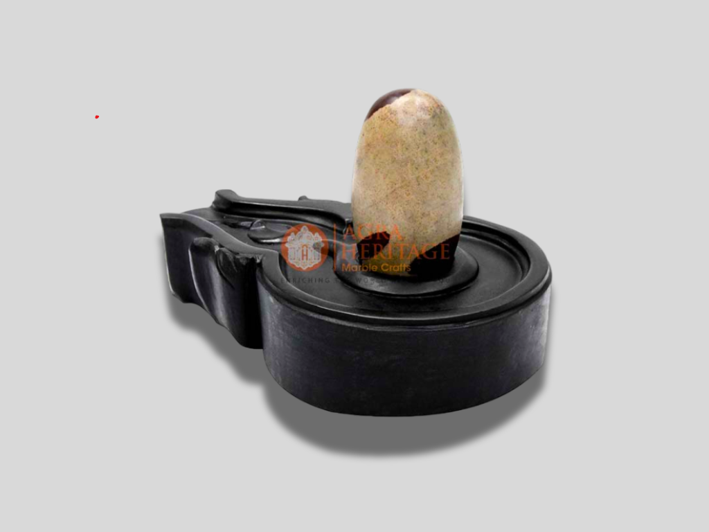 Marble Black Stone Yoni Base With Lingam Shivling